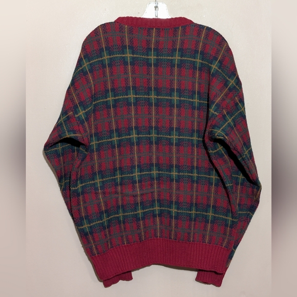 Eddie Bauer Vintage Wool Tartan Grandpa Sweater, Size:L, Colors: Multi Color - Picture 4 of 4